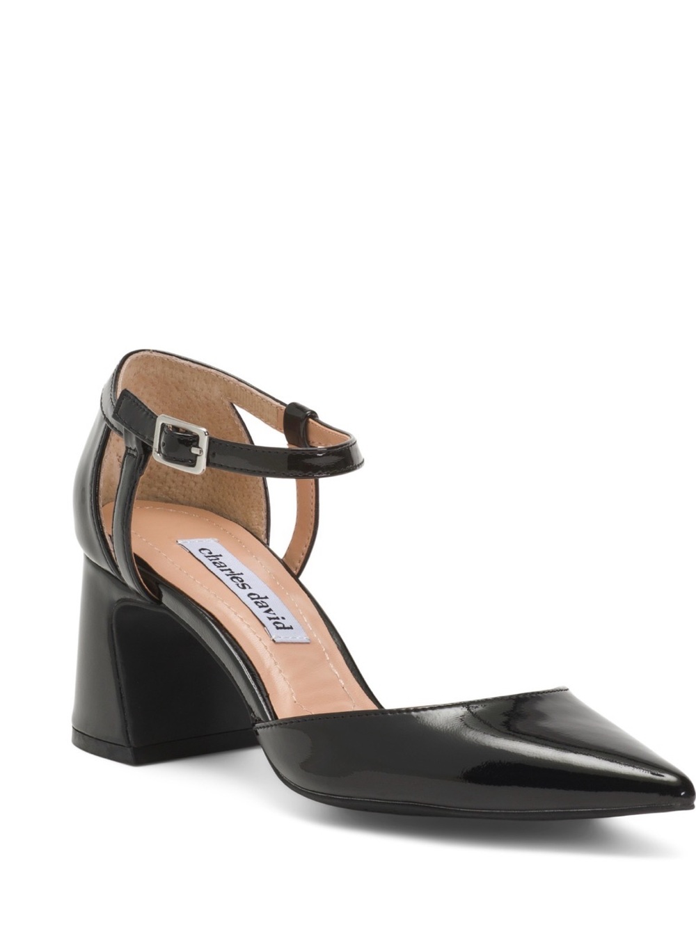 Charles David Black leather aveena pumps
